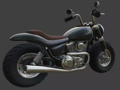 Cartoon Black Chopper Motorcycle 3D Model 3D model