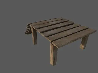 Bridge platform wood  Low-poly 3D model