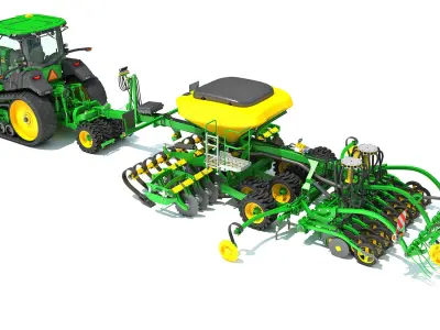 Tractor with Seed Drill 3D model purchase