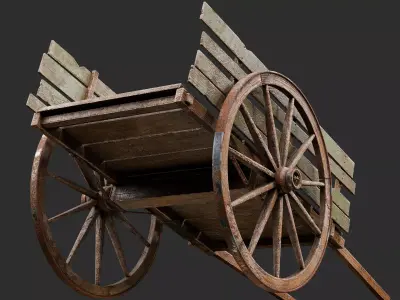 Old Rustic Wooden Cart 3D model