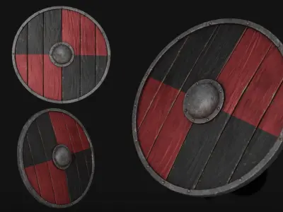 Viking Shield Low-poly 3D model 13