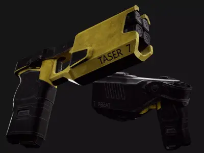 Taser 7 3D Model with Holster Game Ready Low Poly 4K PBR UDIM  Low-poly 3D model