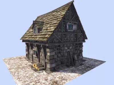 medieval cottage Low-poly 3D model