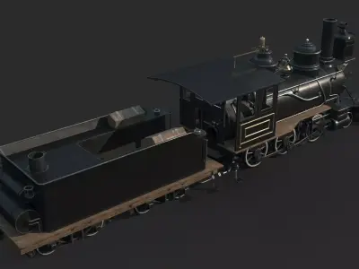 Old-fashioned steam-powered transport train 3D model