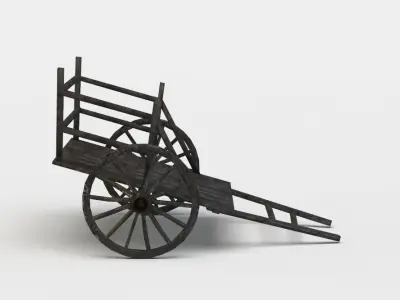 Hay wagon Low-poly 3D model