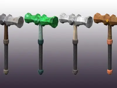 Lowpoly one-handed hammer pack Low-poly 3D model