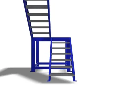 Industrial ladder with steel grating steps 3D model