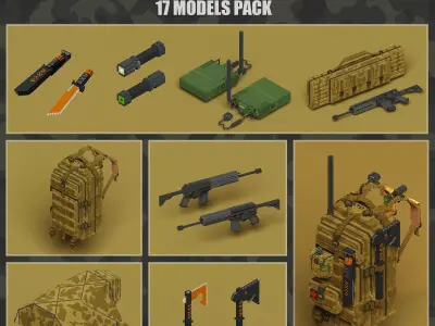 Tactical Set 17 models pack Low-poly 3D model