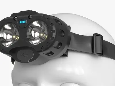 Powerful LED Headlamp Low-poly 3D model