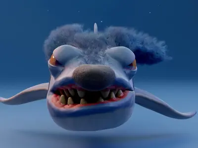 RabbitShark cartoon shark Low-poly 3D model