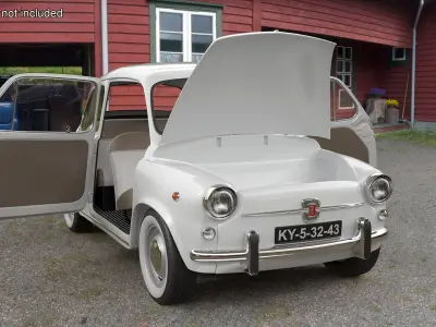 Fiat 600 Classic Hatchback White Simplified 3D model
