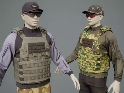 Tactical Gear Pack PRO 01 Low-poly 3D model