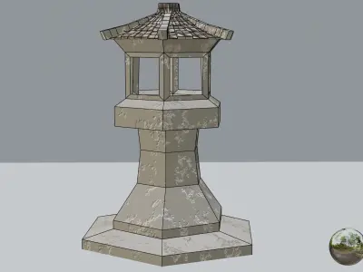 Ancient lantern in low poly 3D model