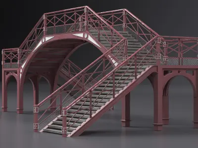 Retro Railway Pedestrian Bridge 3D model