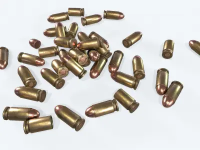 Cartridge 3 bullets in shape of heart Low-poly 3D model