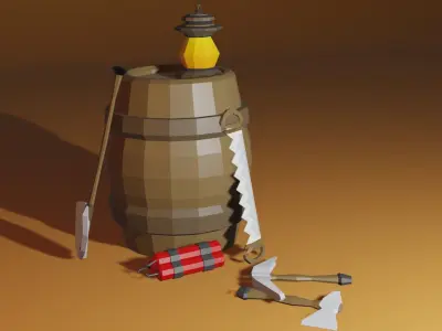 Low Poly Mine Tool Kit Free low-poly 3D model