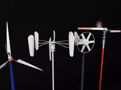 Wind Turbine Models Pack Various Types Low-poly 3D model