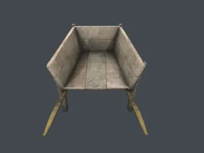 Wooden hand truck low poly 3D Free low-poly 3D model