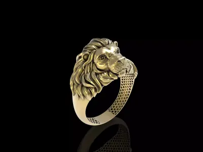 Lion Face Gents Ring 3D print model