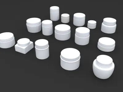 3D Cosmetic Cream Container Set model 3D model