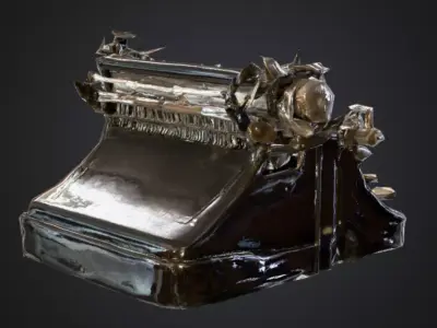 Vintage Mechanical Typewriter Low-poly 3D model