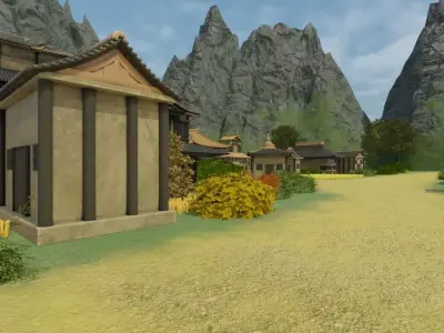 Traditional Japanese Village Scene 3D model