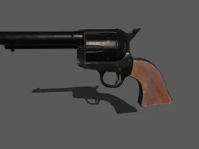 Revolver Low-poly 3D model 8