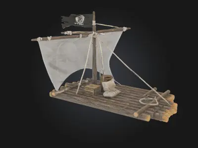 Pirate Raft Model  Adventure on the Open Waters 3D model