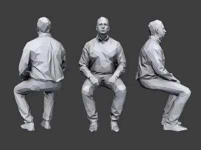 Lowpoly People Sitting Pack Vol. 3 3D model