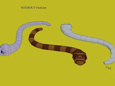 Low Poly Cartoon Snake Low-poly 3D model