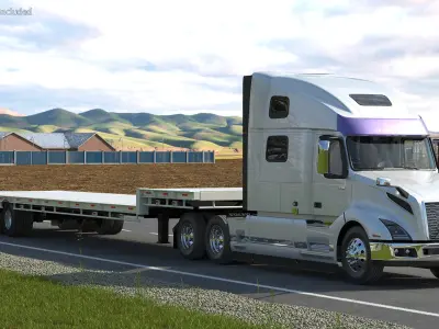  Volvo Truck with Axle Extendable Trailer Rigged 