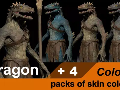 Dragon or fighting lizard Low-poly 3D model