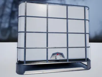 Caged Water Tank PBR Low-poly 3D model