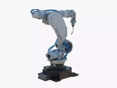 Industrial Welding Robot White Rusty Low-poly 3D model