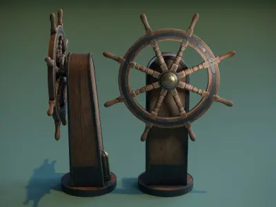 Ship Wheel Low-poly 3D model