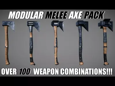 Modular Melee - Axe Pack Low-poly 3D model