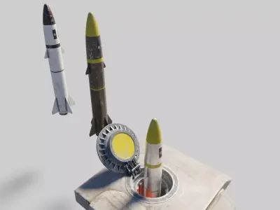 Missile with 2k pbr textures 3 variation Low-poly 3D model