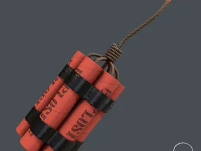Realistic Lowpoly Dynamite Pbr grenade Low-poly 3D model