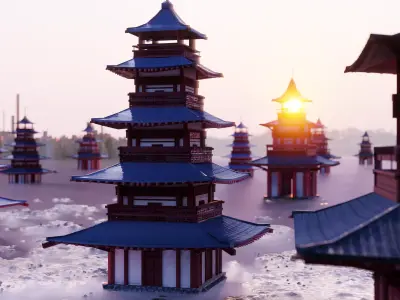 japan temple Low-poly 3D model