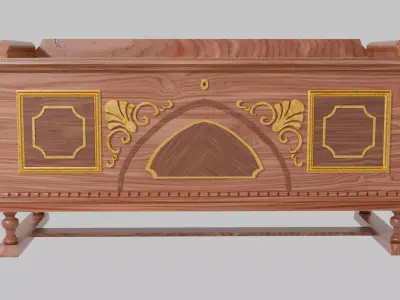 Antique Ornate Cedar Chest Low-poly 3D model