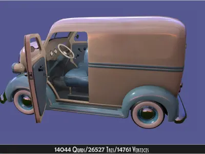 Vintage Custom COE Delivery Van Low-poly 3D model
