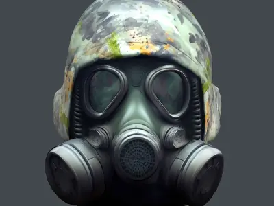 Gas mask helmet 3d model military combat fantasy cyborg  Low-poly 3D model purchase