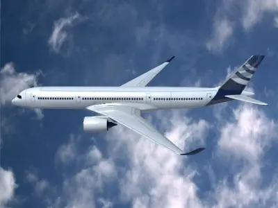 Airbus A350-900 commercial aircraft Low-poly 3D model