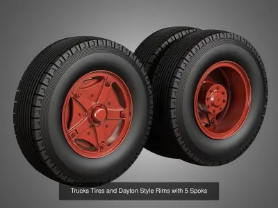 Trucks Tires and rims 4 in 1 3D Model Pack