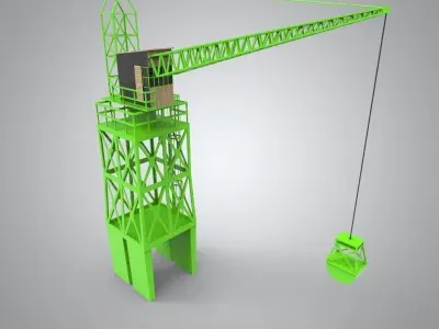 Industrial and port crane Low-poly 3D model