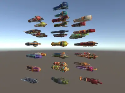 Cartoon Fantasy Weapons Cannons Low-poly 3D model