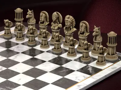 Inca Civilization Chess Set Sun Moon Alpaca Condor 3D print model