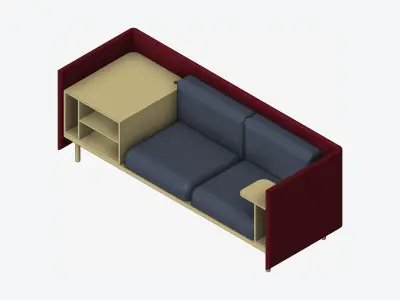 Sofa - Contemporary - Flame - Medium - Corner Shelf Low-poly 3D model get