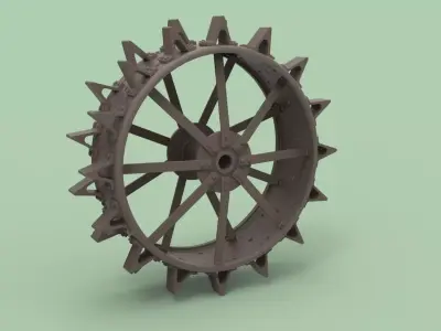Rear wheel from old tractor 3D model