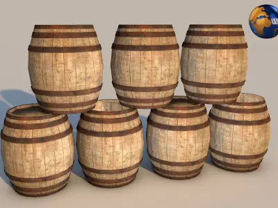 Medieval Barrel 3D Model Low-poly 3D model